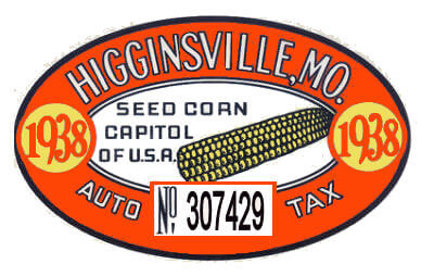 (image for) 1938 MO Tax Registration/Inspection Higginsville